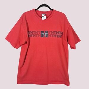Vintage Tommy Hilfiger T-shirt Mens Large Red Logo‎ Spellout USA Made Y2K Large